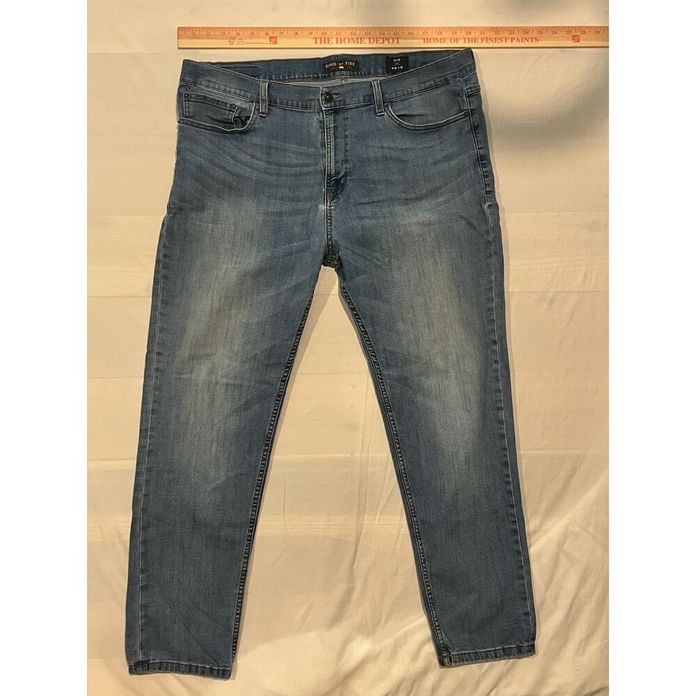 Ring of Fire Slim Jeans Men’s 40x30 Blue Denim Pants Stretch Casual